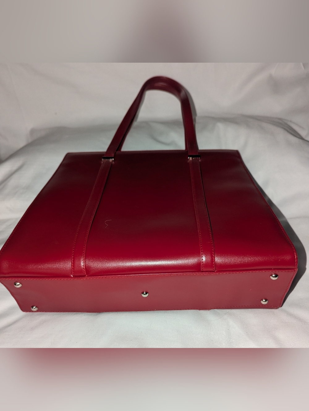 Vintage T Anthony LTD Italy Red Leather Structured Tote Bag - Picture 8 of 12